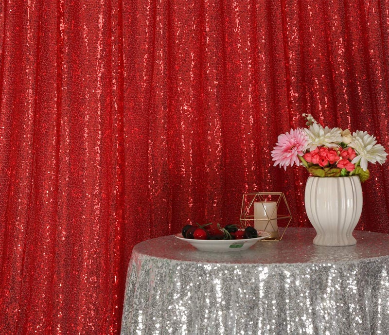 SquarePie Sequin Backdrop 8FT x 8FT Red Sparkly Background for Wedding Party - Image 3